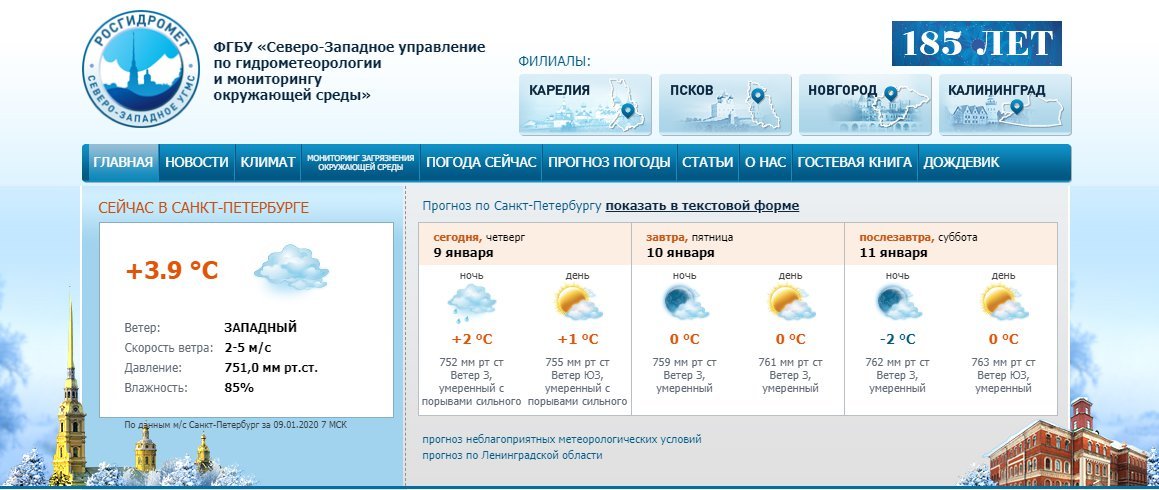 Скриншот с www.meteo.nw.ru